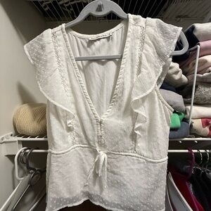 Abercrombie & Fitch White Ruffle Blouse